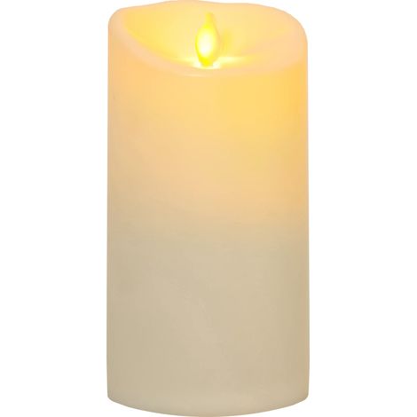 Star Trading Bougie pilier LED M-Twinkle pour l'extérieur de Star Trading, bougie LED vacillante, bougie jaune avec minuterie, décoration de Noël à piles en plastique, couleur : ivoire, hauteur : 17,5