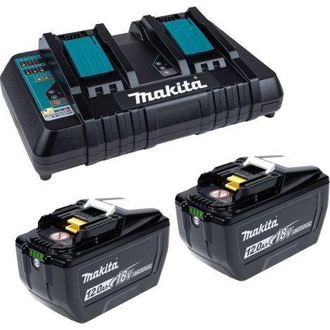 Makita BL18120 18v 2 x LXT 12.0ah Li-Ion Batteries + DC18RD Dual Port Charger (1/5)