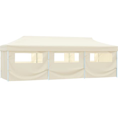 Faltzelt Partyzelt Pop-Up mit 8 Seitenwänden 870x291x315 cm Creme
