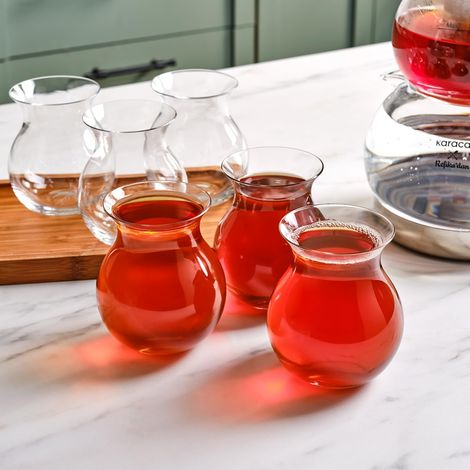 Ensemble de verres à thé, 6 pièces pour personnes Service à thé-6 pièces Verre à thé turc résistant au lave-vaisselle Verres à thé turcs, Design unique, Pratique (1/5)