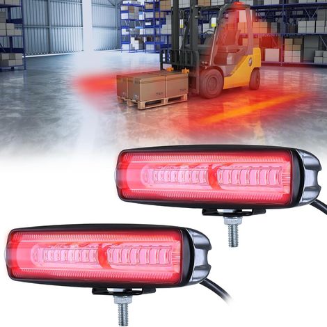 Confezione da 2 luci di sicurezza a LED da 30 W per carrelli elevatori - Luci di segnalazione per camion - DC 12-80V (rosse) (1/5)
