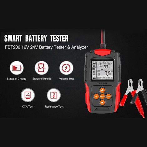 12V/24V Autobatterietester LCD Digitaler Batterieanalysator Autoladediagnosegerät für Pkw, Lkw und Mot