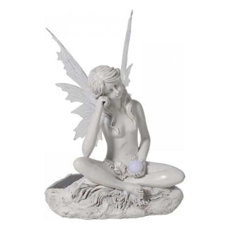 PD1539 Statue de jardin féérique secret : Fée contemplative en résine (1/2)