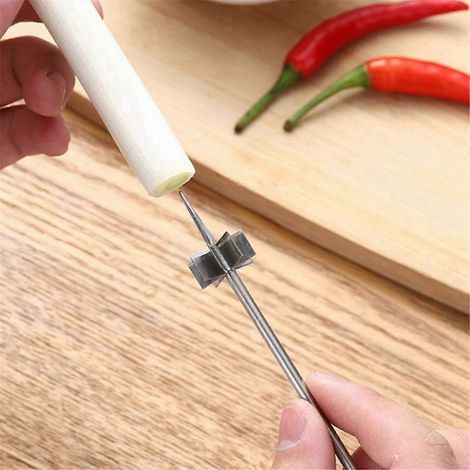 Set mit 5 Zwiebelmessern, Küchenutensilien, pflaumenförmigen Zwiebelschneidern, Draht, wie abgebildet (1/5)