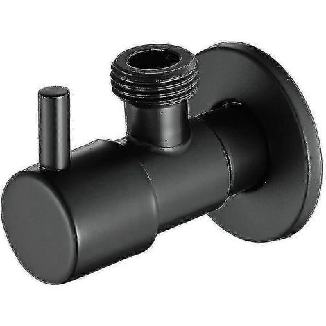 Robinet d'arrêt d'eau en acier inoxydable 304 noir - Étanche, compatible eau chaude et eau froide, accessoire de salle de bain KF WHBYV (1/4)