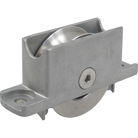 Portac – Galet en acier gorge U sur chape compacte Zamak – Charge max 200 kg – Pour portails coulissants – Diamètre 63 mm – Finition brut