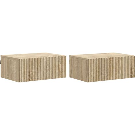 vidaXL Mobiletto da notte a muro 2 pcs Rovere Sonoma 49 x 34,5 x