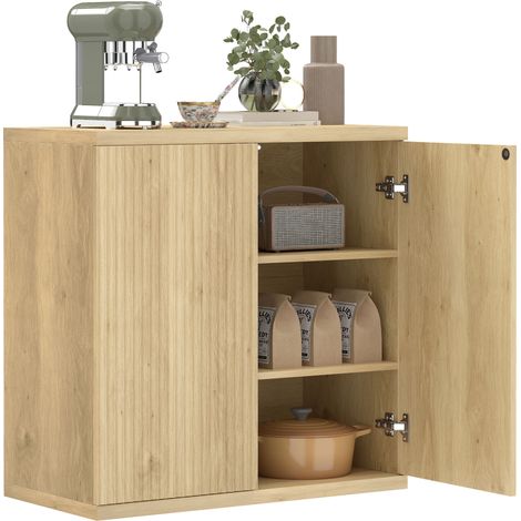 Credenza da soggiorno, mobile contenitore moderno con ante a chiusura ammortizzata e ripiani regolabili, 78 x 39 x 79 cm, rovere.
