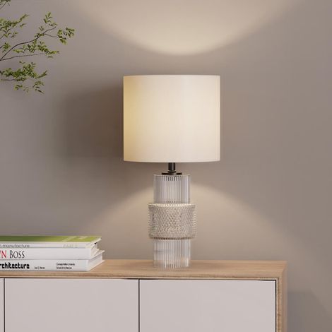 HOME DELUXE Große Tischlampe aus Glas YUKI - Transparent große Tischlampe, Glaslampe, Design Tischlampe