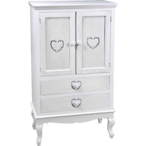 VINCY MOBILE CON 2 ANTE E 2 CASSETTI CON DESIGN A CUORE 70 X 35 X 120 CM (1/2)