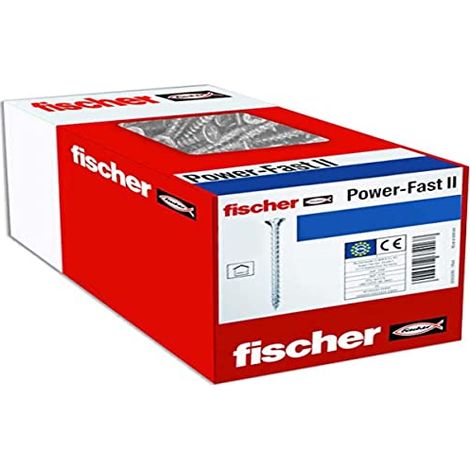 Fischer 200x Power-Fast II FPF II CTF 4,5 x 45 mm BC Testa svasata con impronta TX20 filettatura piena zincata blu passivata - 670262