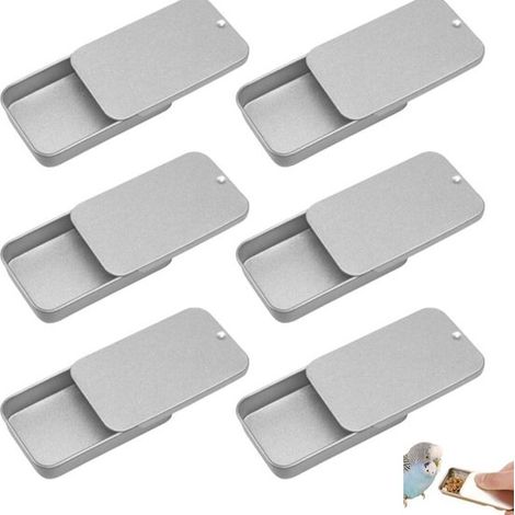 6 scatole di latta rettangolari in metallo con coperchio scorrevole, mini scatole di latta, contenitori portatili in metallo per regali, dolci, balsamo per le labbra, 50 × 25 × 10 mm (1/5)