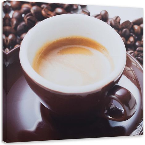 Tableau sur toile Grains de café Tasse 50x50 (1/5)