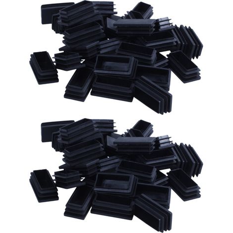 les Bouchons de Tube D'ExtréMité de Masquage de Rectangle en Plastique InsèRent 25X50Mm 60Pcs Noir (1/2)