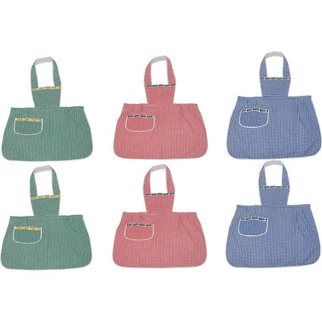 Pack 6 Pezzi Grembiule Alto Pettorina Cucina Chef Casa Barbecue Quadretti Con Tasche Modello Alberica (1/5)