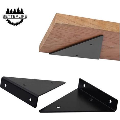 Support D'étagère en Triangle en Métal Flottant,Betterlife Equerre Etagere Mural Aveugles Dissimulés,Chambre À Coucher Salon Salle de Bain Bricolage Décoration Support,2 Pièces (8x10c (1/5)