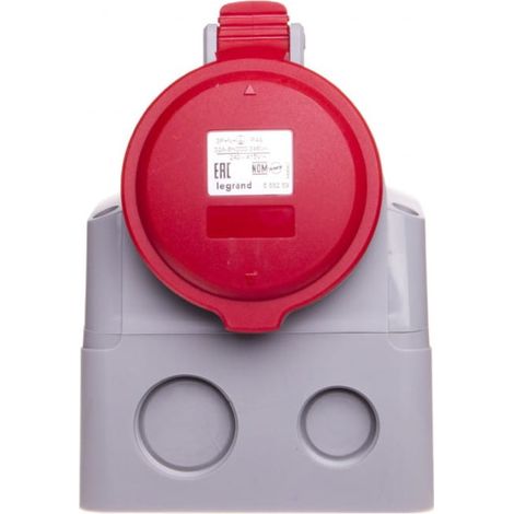 Enchufe fijo 5P 32A 400V rojo IP44 P17 tempra PRO 555259