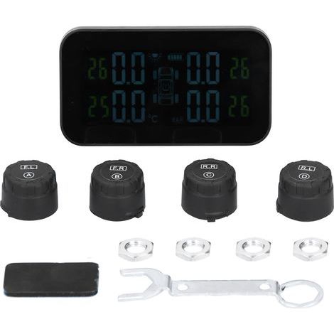 Système de surveillance de la pression des pneus TPMS de voiture à écran LCD avec capteur de charge solaire USB. (1/5)