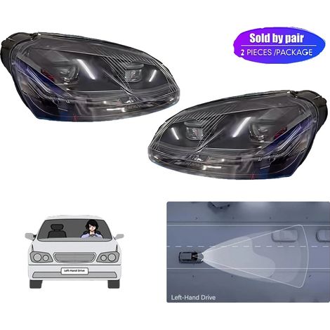 Conjunto de faros delanteros, tecnología LED, instalación plug and play, lente LED de línea negra (1/2)