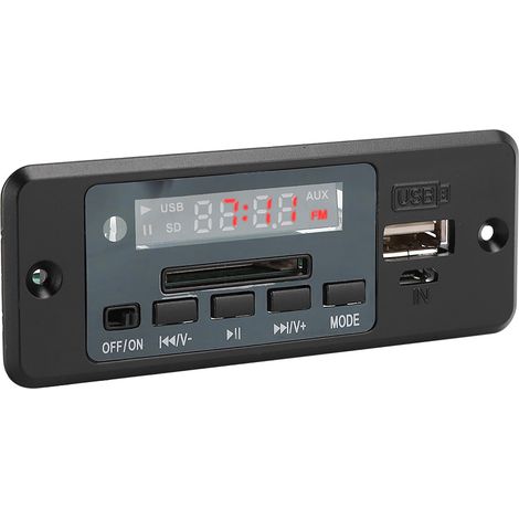 Module décodeur audio MP3 5V avec radio FM USB, lecteur de musique MP3 et amplificateur de puissance (noir) (1/5)