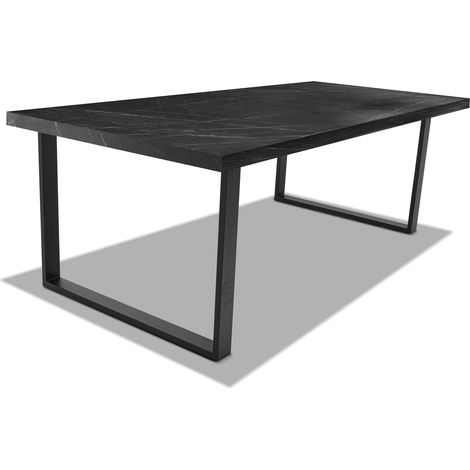 Esstisch aus Holz und Metall mit schwarzen quadratischen F��en - 220x100 cm