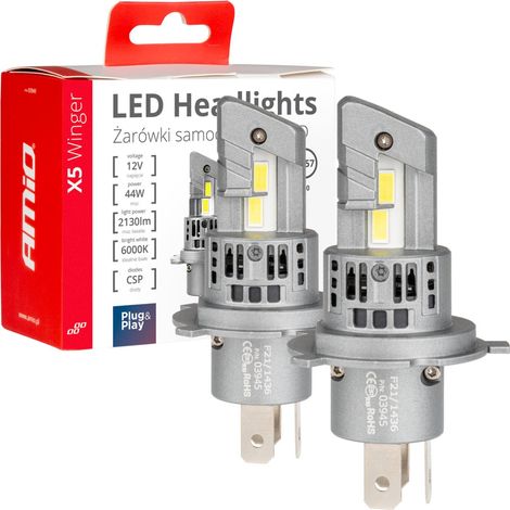 Bombillas LED Canbus para coche X5 Winger H4 6000K amio-03945 (1/5)
