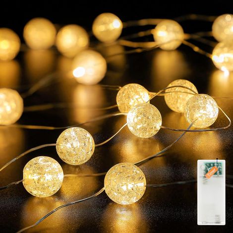 Guirlande Boules Cristal Crackle 2M 20 LED À Piles Minuterie (1/5)