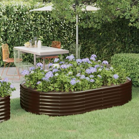 Hochbeet Verzinkter Stahl 214x140x36 cm Braun
