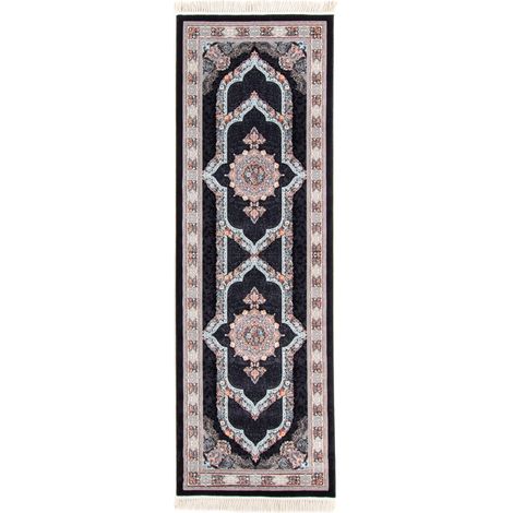 Tapis persan Kaarina  - 200x100cm, Rectangular - 100% Acrylique - Tissé - Noir
