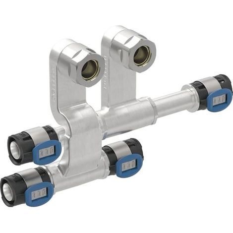 Geberit FlowFit Set Anschluss-T-Stücke für Vor- und Rücklauf, mit Anschlussverschraubung für Eurokonus, DN 15 / 12 / 15, dø 20 mm, 619.441.22.2 (1/5)