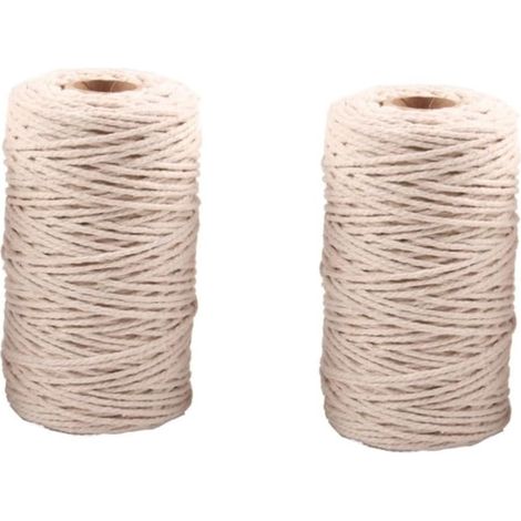2pièces Corde Coton Blanc De Idéale Pour Bricolage Décoration Festive Jardinage Et (1/5)