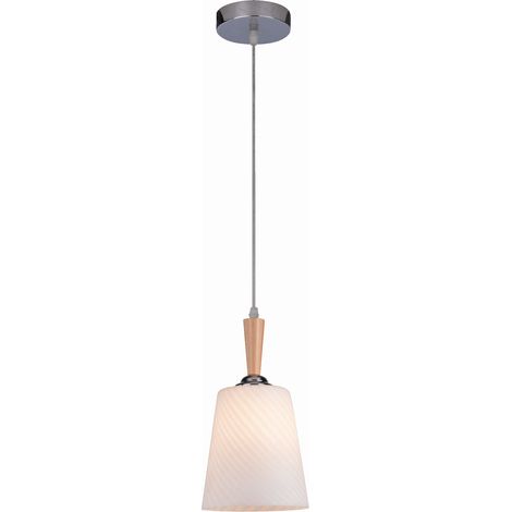 Suspension Candellux Goya Ø15 chromé verre bois E27 (1/2)