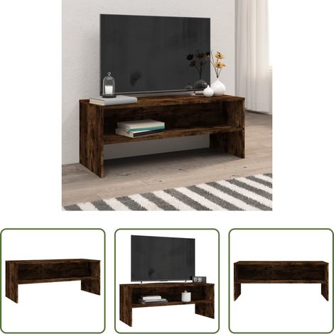 Meuble tv chêne fumé - Meuble TV Chêne fumé 100x40x40 cm Bois d'ingénierie (1/5)