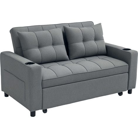 Two-Seater Pull-Out Sofa Bed - Dark Grey (1/5)