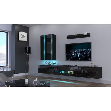 Ensemble meuble TV NEXT 55 AN55-18B-HG1 noir brillant 273 cm (1/2)