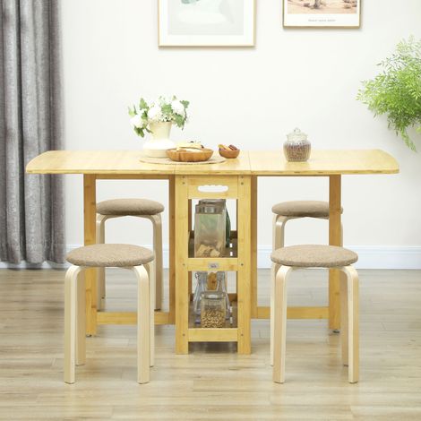 Ensemble de 4 Tabourets Empilables Modernes, Tabourets Ronds sans Dossier avec Assise Rembourrée, 40 x 40 x 45 cm, Kaki (1/5)