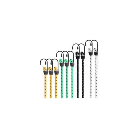 Cuerdas elásticas de alta resistencia, juego de 10 piezas en 4 colores y 4 tamaños, con ganchos para proteger muebles, carritos, tiendas de campaña y motocicletas E10 - Crezuo