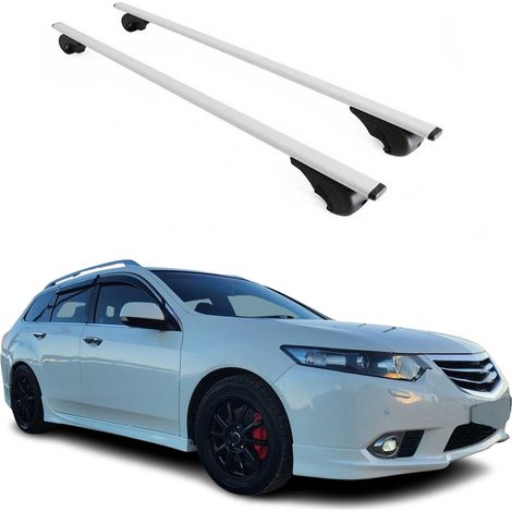 OMAC Barres de toit pour Honda Accord mk7 Break 2003-2008 – TÜV / DIN 75302:2019 – Antivol inclus – Charge max 75 kg – 2 barres Argent (1/4)