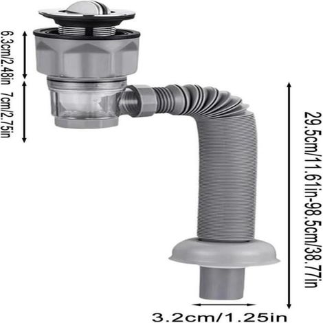 Kit Tuyau Evacuation - Anti-Odeurs - Diametre Ajustable 32 Mm - Longueur 295 Mm - Pour Evier Et Lavabo - 1 Piece (1/5)