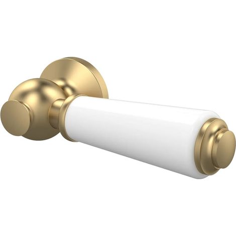 Bayswater Traditional Ceramic Toilet Cistern Lever Brushed Brass/White