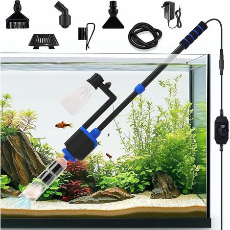 Aspiradora para el fondo del acuario, aspiradora eléctrica 6 en 1 para cambio de agua del acuario, aspiradora ajustable para acuario de 36 W, juego de limpiador de arena y grava para acuario, para (1/5)