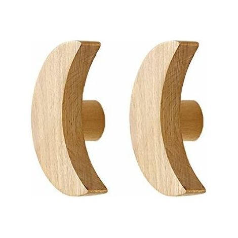 Patère Murale Enfant Crochets Muraux en Bois Porte-Manteau Mural pour accrocher Sac Serviettes et Manteaux Décoration Scandinave Design Moderne (Lune Lot de 2) (1/5)