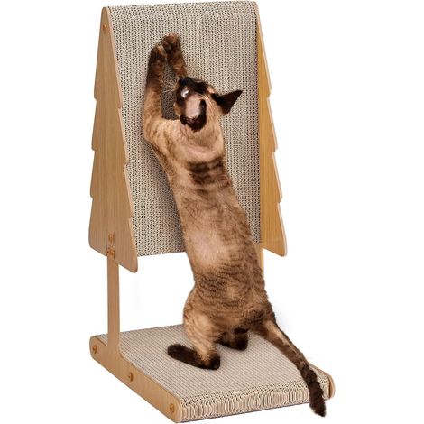 Griffoir en carton pour chats d'intérieur, poteau à griffer vertical en forme de L, grand tapis à griffer (1/5)