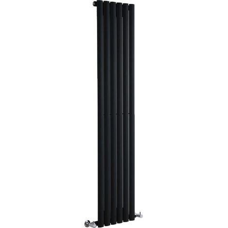 Milano Aruba Black Vertical Column Single Oval Panel Radiator - 1600mm x 354mm (1/5)