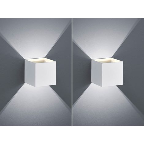 Moderne up & down LED Wandleuchten im 2er Set Kubus Weiß matt, Quadrat 10cm (1/5)