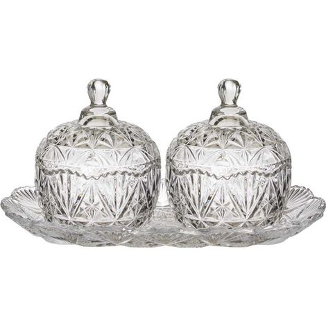 Duo de Bonbonnières sur Plateau en Verre 145cl (1/5)