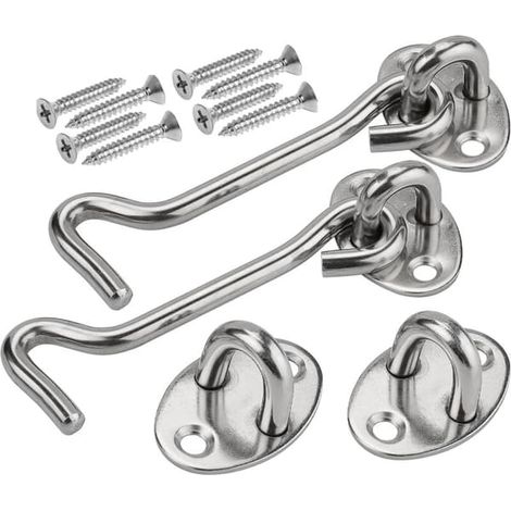 Lot de 2 serrures de porte robustes en acier inoxydable, 100 mm (1/5)