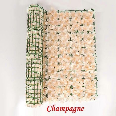 Panneau de clôture végétale en filet, disponible en 2 tailles, avec feuilles artificielles et fausses fleurs de cerisier.0,5 x 1 M de champagne (1/5)