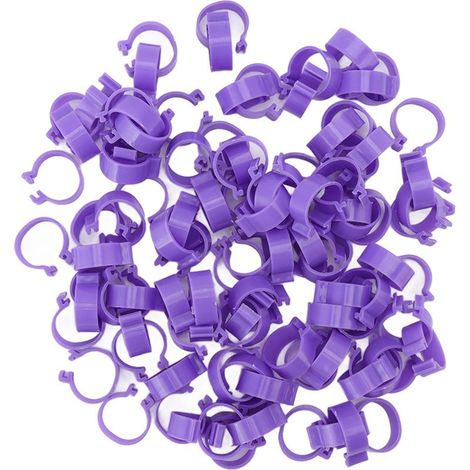 100 bagues de pattes de poulet, canard, oie, clips de pattes de volaille, outils d'élevage, violet 16mm (1/5)