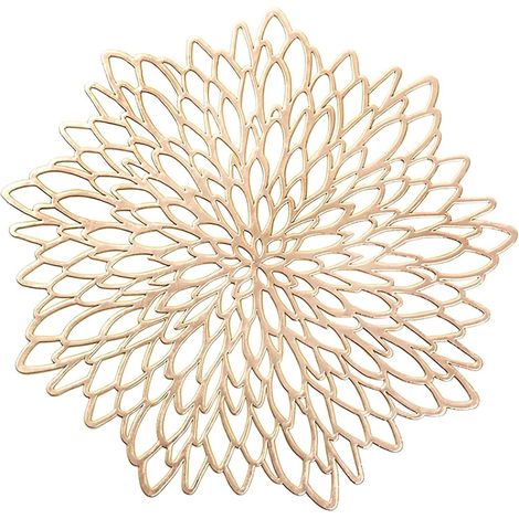 Sets de table ronds en PVC, lot de 6, motif feuille, lavables, en vinyle résistant à la chaleur (1/5)
